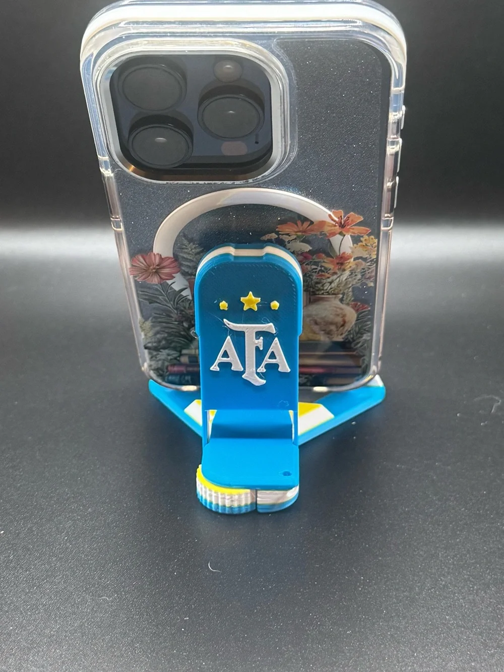 Blue Phone Stand with AFA Logo - Portable Cell Accessory